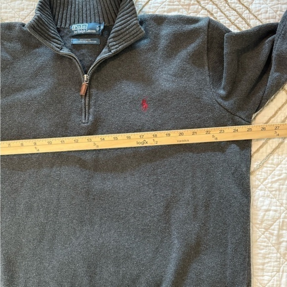 Polo Ralph Lauren Black Full Zip Sweater Red Pony Logo Pockets Size XL - Picture 4 of 5